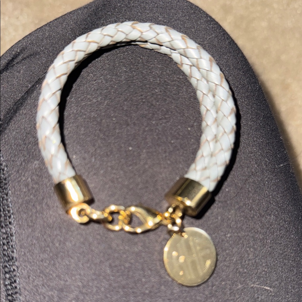 Elegant Gold and White Braided Bracelet